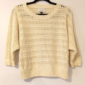 Sonoma Yellow Crochet Top with 3/4 Sleeves